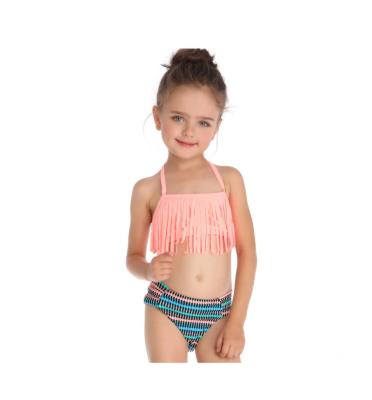 China 2022 Kids Swimwear Solid Color Breathable Fringe Split Swimwear For Girls for sale