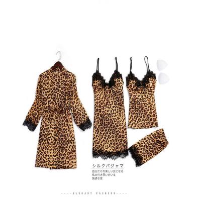 China 2022 QUICK DRY valentines day leopard print silk sexy skirt shorts adult sexy women's pajamas sets for sale