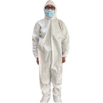 China white waterproof microporous disposable protection coverall 50 55 gsm with hood and boot work overall for sale