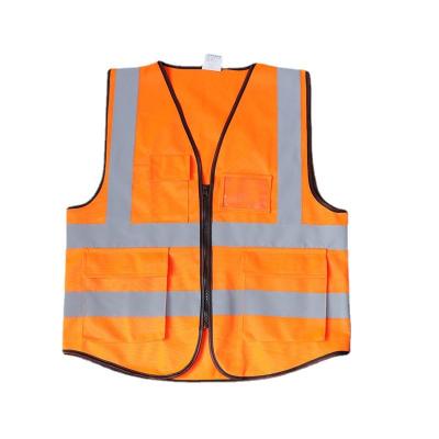 China Safety vest Class 2 High Visibility Zipper Front Safety Vest With Reflective Strips for sale