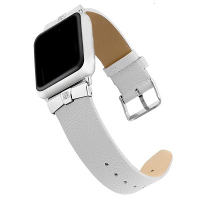 China Adjustable Fit New Diamond Studded Genuine Leather Band to Apple Watch Band 1/2/3/4 Series 38mm 40mm 42mm 44mm for sale