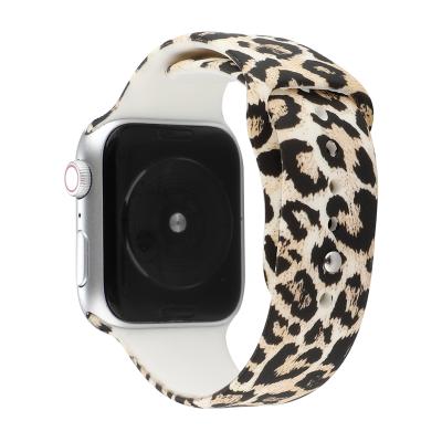 China Floral Rubber Band Strap Watch Leopard Bands Silicone Replacement Band For Apple Watch Series 5/4/3/2/1 for sale