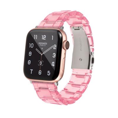 China Clear Resin Watch Wrist Bands Replacement Watch Band Iwatch Band Resin Strap Smart Ceramic Strap New For Apple Watch for sale