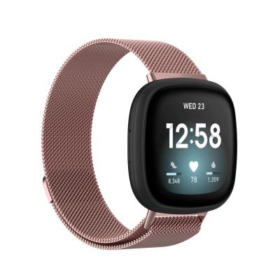 China Milanese Loop Magnet Mesh Watch Strap New For Fitbit Versa 3/Sense Metal Stainless Steel Loop Strap Milanese Magnetic Watch Band for sale