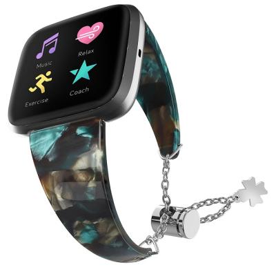 China Fashion/Popular Luxury Dress For Fitbit Versa 2/lite Fashion Metal Resin Adjustable Chain Waterproof Watch Band for sale