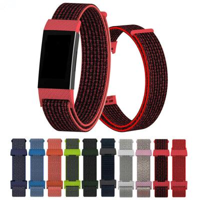 China Wholesale Nylon Replacement Wristband Wristband Adjustable Woven Buckle Watch Strap Sports Buckle Sports Strap For Fitbit Charge 3 4 for sale