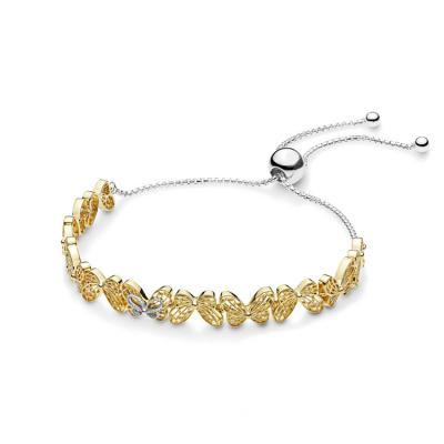 China Lead Free China Wholesale Market Luxury Gold Plated Up-to-date Butterfly Slider Bracelet for sale