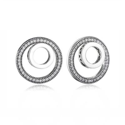 China 925 Sterling Silver Lead Free Luxury Wholesale Logo Circle Stud Sparkle Earrings for sale