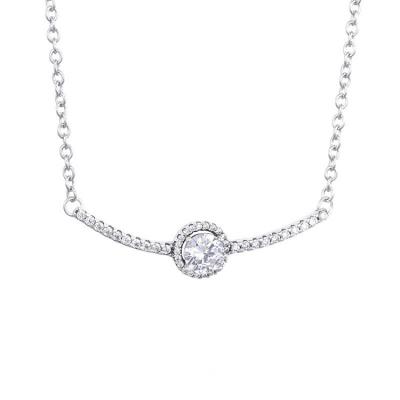 China Lead Free Hot Sale Fashion Elegant Sparkle Women Round Necklace Silvery Jewelry for sale