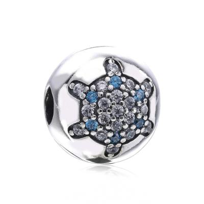 China Wholesale Fancy Lead Free Shimmering 925 Sterling Silver Round Beads Charm Clip for sale