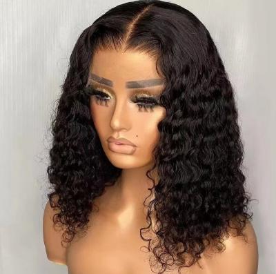 China Body Wave 13x4 Sheer 4x4 Lace Front 10 12 14 Curly Lace Front Wig Bob HD Short Bob Wigs For Black Women Deep Wave Hair for sale