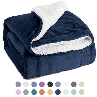 China Anti Dust Mite TV Blanket Super Soft Polyester Flannel Borrego Sherpa Flannel Blanket For Winter for sale