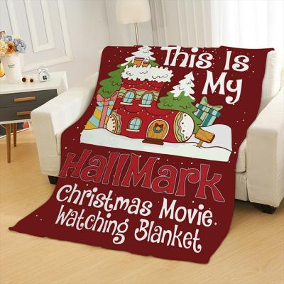 China PORTABLE Gifts Digital Printing Luxury Winter Sheep Fleece Print Thick Sherpa Christmas Small Blanket for sale