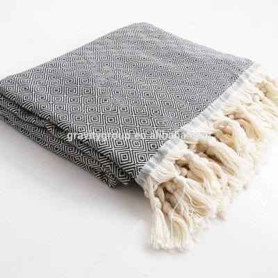 China Plain Design Turkish Minky Throw Polynesian 100% Tribal Cotton Tassel Picnic Anti-pilling Blanket for sale