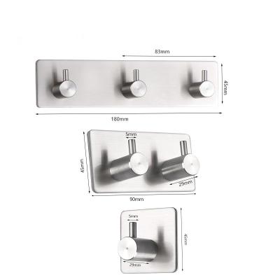 China Viable Adhesive Kitchen Wall Mounted Hook With Stainless Towel Hook Sticker Hanger Coat Hooks for sale