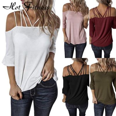 China HFSL12 Anti-Wrinkle Fashion Women's Solid Color Long Sleeve T-Shirt Loose Shirt Office Top Ladies Apparel Summer To Wear Oversized T-shirt for sale