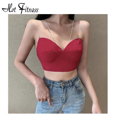 China HFV02 Satin QUICK DRY Criss Cross Women's Backless Crop Tank Top Tie Up Solid Matching Women's Ribbed Tank Tops Women's Tank Tops for sale