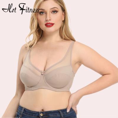 China HFB01-2 breathable plus size for women bra large cup comfort underwire tie off bra Non-padded full cup lace design plus size bra large cups for sale