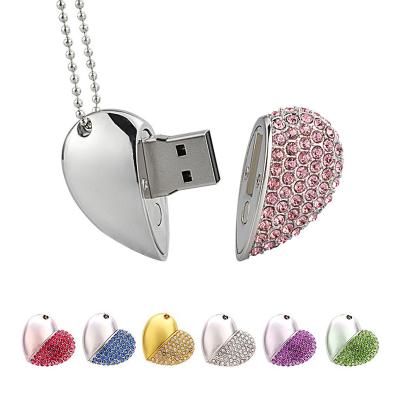 China 2021 Fashion New Design Heart Shaped USB Flash Drive Crystal Jewelry 1GB 2GB 4GB 8GB 16GB 32GB 64GB 128GB 256GB USB Flash Drive for sale