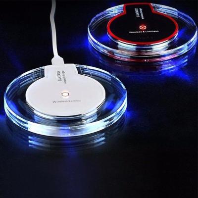 China Qi Top Selling QI Wireless Charger 7.5W 10W 15W Custom Logo High Quality Crystal Light Wireless Charging Mobile Phone for sale