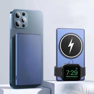 China Fast Charging Support Top Selling Logo Mini Slim Magnetic Stand iPhone 12/13 Custom Watch Earphone Fast Wireless Charger 20W Power Bank for sale