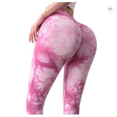 China Wear Antibacterial Active Gym Wear Yellow Yoga Pants Brazilian Sports Women Tie Dye Crac! crack! butt gaiters for fitness for sale