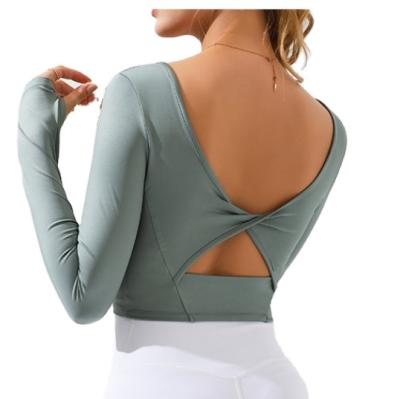 China New antibacterial sexy ethleisure cloth gym wear fitness yoga gym sports active shirts women for sale