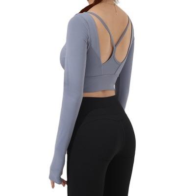 China New Antibacterial Long Sleeve Workout Cloth Fitness Alphalete Sportswear Yoga Shirts Gym Cloth Women for sale