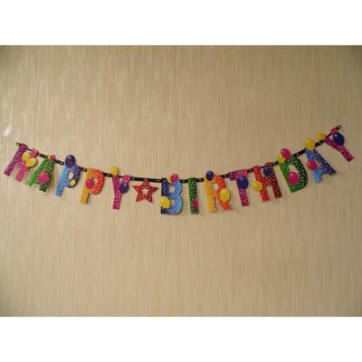 China Beautiful hanging happy birthday banner bunting used for decoration for sale