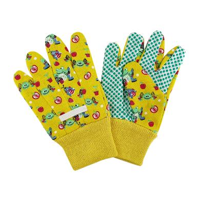 China C3822 Flower Pattern Children's Flower Pattern Gloves Palm Gardening PVC Dots Cotton for sale