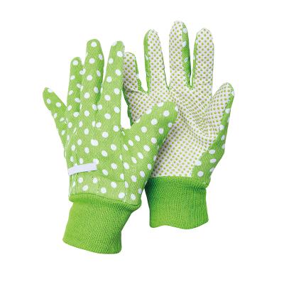 China C3815 Flower Pattern Cotton Gardening Gloves With PVC Dots for sale