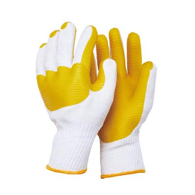 China LX22702-Y Electric 10G Knitted With Stick Latex Coated Safety Working Gloves With Reinforced Back For Construction for sale