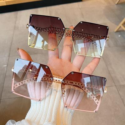 China Fashion Sunglasses Shades Big Square Luxury Rimless Designer Sunglasses Famous Brands Oversized Sunglasses 2021 for sale