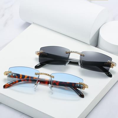 China 2021 fashion sunglasses new fashion personalized diamond set sunglasses trend diamond cut edge square sunglasses for sale