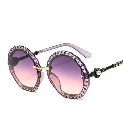 China Fashion sunglasses 2021 new floral diamond-encrusted rimless sunglasses ladies round sunglasses fashion trend sunglasses for sale