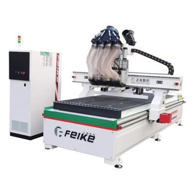 China Building Material Shops 4 Heads 3d Wood Milling Machine 4 Axis Wood CNC Router 1325 / Wood Carving CNC Router for sale