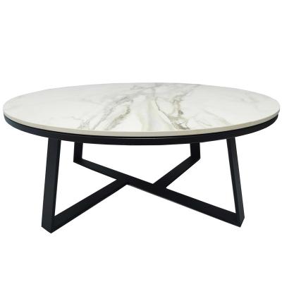 China T013 Different Shape Nordic Wrought Iron Round Stone Marble Coffee Table for sale