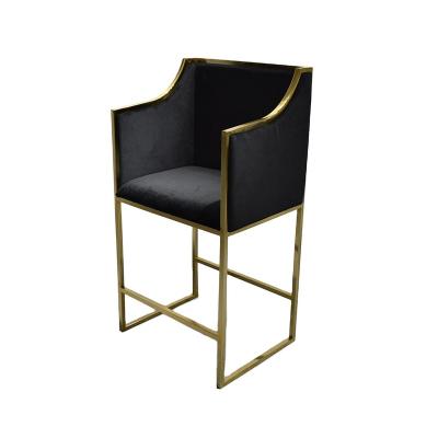 China Durable Black Velvet Gold Stainless Steel Bases Bar Stool For Sale for sale