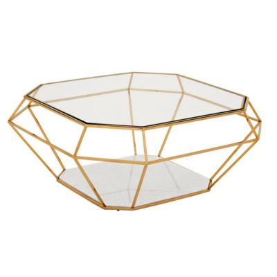 China Diamond Golden Series Square Center Table with Glass Top for sale