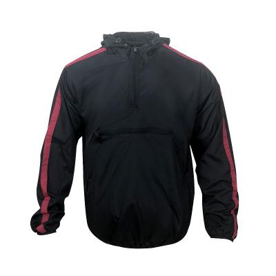 China Durable Breathable Hooded Black 90S Single Football Jacket Customized Anorak Jackets for sale