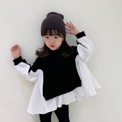 China KS3547 Fashion Anti-pilling Girls Quilted Black And White Blouse Replica A Line Pattern Girls Blouse Tops for sale