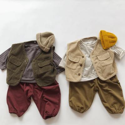 China 2021 Autumn KS5500 Baby Casual Clothes Baby Vest Single Button Up Baby Corduroy Vest for sale