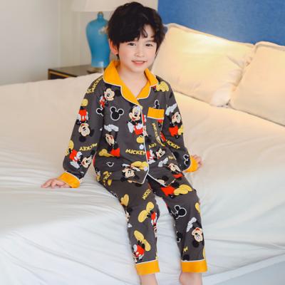 China KS3462 Breathable All Over Cartoon Print Boys Wear Close Pajamas Button Up Two Pieces Cotton Pajamas Kids for sale