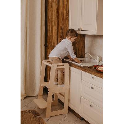 China (Height)Adjustable Kids Learning Tower Kitchen Aid Tower For Kitchen Counter Kids Learning Stool Height Adjustable Solid Wood Step Stool for sale