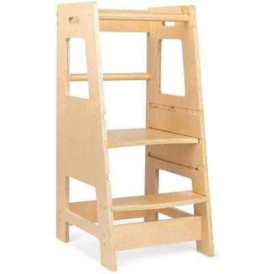 China (Height)Adjustable Kitchen Helper Tower Kitchen Step Stool For Kids Montessori Step Stool Learning Wooden Tower Kitchen Step Stool for sale