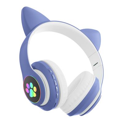 China Cute Headband Cat Ear Paw Headphone Hifi Stereo Bass BT5.0 Wireless Headset Glowing Cute Noise Canceling Gaming Headphones for sale