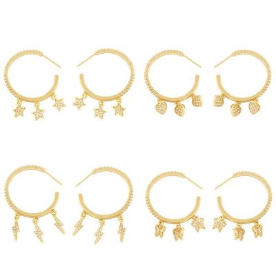 China Other New Products Exquisite Everyday Simple Brass Earrings Christmas Brass Piercing Earrings for sale