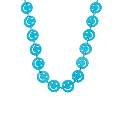 China CLASSIC Custom Made Colorful Enamel Cavity Smiley Happy Face Adjustable Candy Necklace for Women Girls Jewelry Gifts for sale