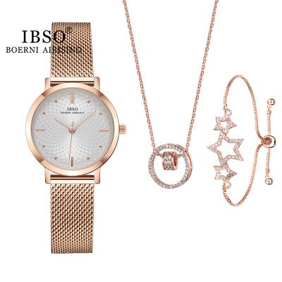 China IBSO Alarm Set Women Crystal Design Bracelet Necklace Watch Sets Female Lady Watch Fashion Set Jewelry Gift for sale