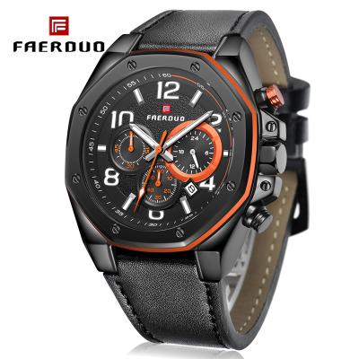 China Full Calendar Fashion Men Watch Chronograph Big Dial Sports Multifunctional Luxury Brand Men's Relogio Masculino Genuine Leather Watches for sale